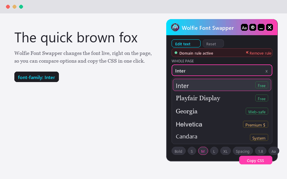 Live font swap